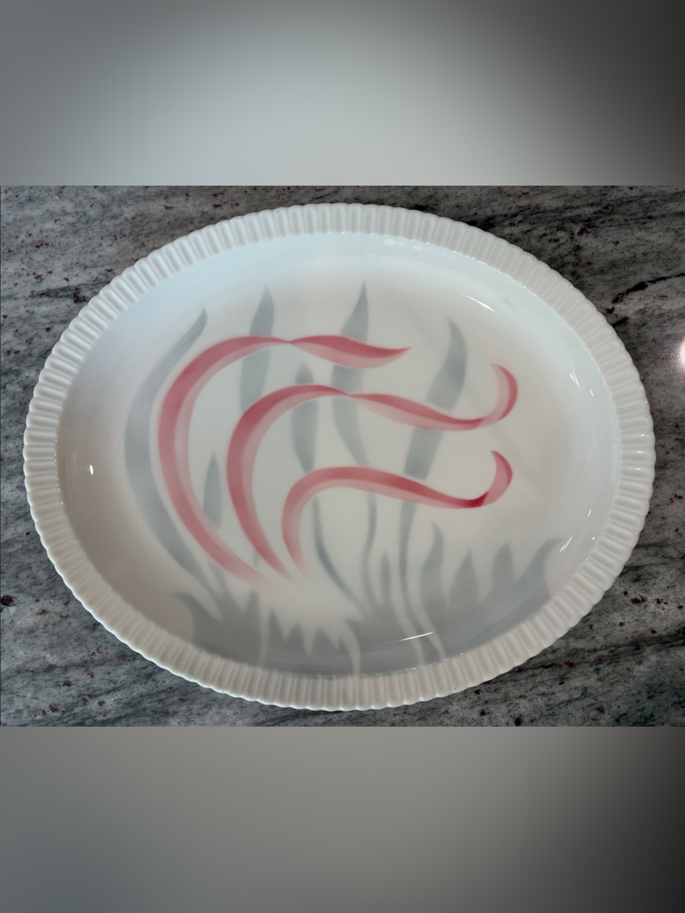 Syracuse China Serving Platter with Pink flamingo and reeds design